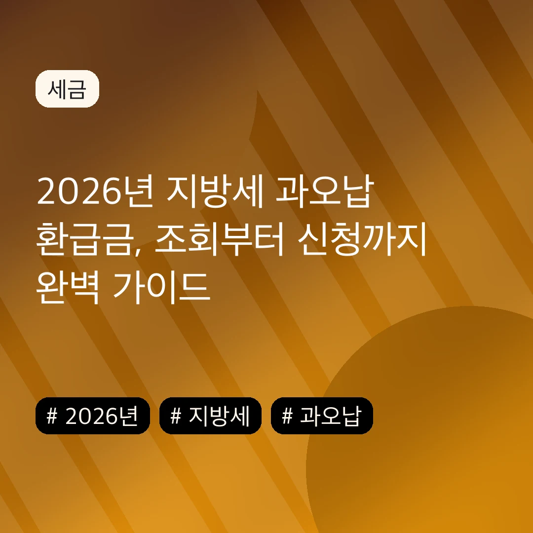 2026년 지방세 과오납 환급금, 조회부터 신청까지 완벽 가이드