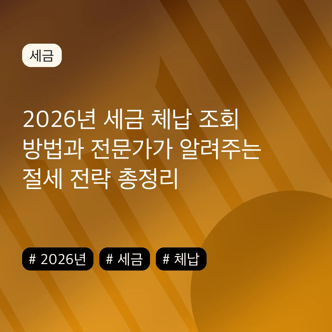 2026년 세금 체납 조회 방법과 전문가가 알려주는 절세 전략 총정리